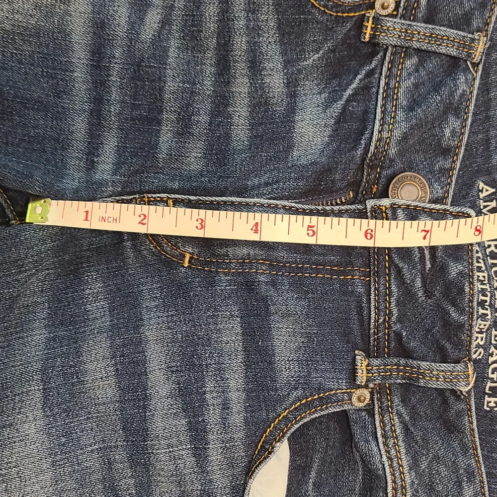 American Eagle Stretch Kick Boot Blue Denim Jeans Women’s Size 10 Long 2013 - Picture 10 of 12